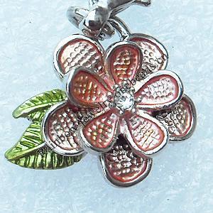 Zinc Alloy Enamel Pendant, Nickel-free & Lead-free, A Grade Flower 17x19mm, Sold by PC  