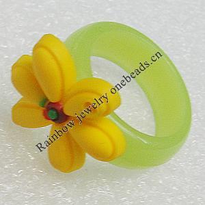 Plastic Rings, Flower 22mm, Sold by PC