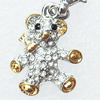 Zinc Alloy Charm/Pendant with Crystal, Nickel-free & Lead-free, A Grade Animal 21x17mm, Sold by PC  