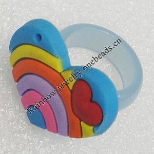 Plastic Rings, Heart 31x23mm, Sold by PC
