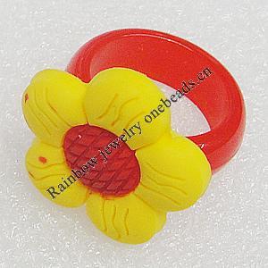 Plastic Rings, Flower 25mm, Sold by PC
