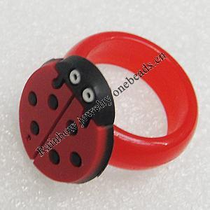 Plastic Rings, Ladybug 21x28mm, Sold by PC