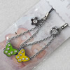 Mobile Decoration, Zinc Alloy Pendant, Pendant: about 15mm wide, Rope: about 6cm, Sold by Pair