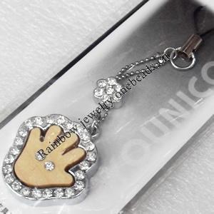 Mobile Decoration, Zinc Alloy Pendant, Pendant: about 25mm wide, Rope: about 6cm, Sold by PC