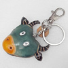 Zinc Alloy keyring Jewelry Key Chains, Cowhide Leather, Pendant: about 62mm wide, Length:10cm, Sold by PC
