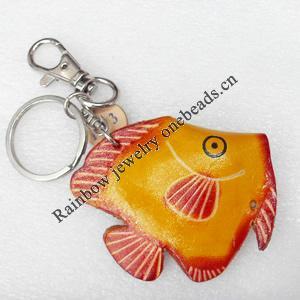 Zinc Alloy keyring Jewelry Key Chains, Cowhide Leather, Pendant: about 63mm wide, Length:10.5cm, Sold by PC