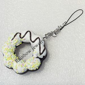 Mobile Decoration, PU Leather, Chain: about 60mm long, Pendant: about 48mm wide, Sold by PC