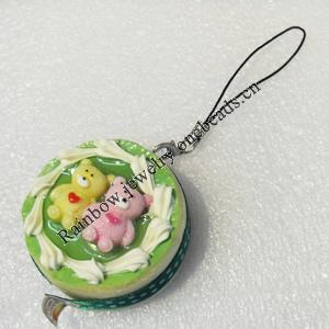 Mobile Decoration, PU Leather, Chain: about 60mm long, Pendant: about 43mm wide, Sold by PC