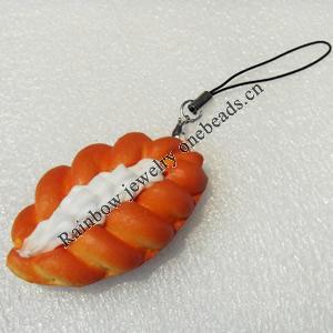 Mobile Decoration, PU Leather, Chain: about 60mm long, Pendant: about 30mm wide, Sold by PC