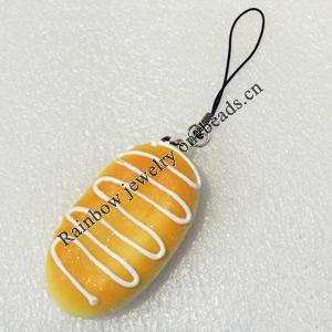 Mobile Decoration, PU Leather, Chain: about 60mm long, Pendant: about 27mm wide, Sold by PC