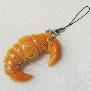 Mobile Decoration, PU Leather, Chain: about 60mm long, Pendant: about 36mm wide, Sold by PC