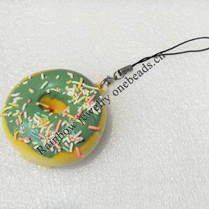 Mobile Decoration, PU Leather, Chain: about 60mm long, Pendant: about 44mm wide, Sold by PC