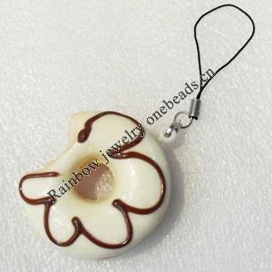 Mobile Decoration, PU Leather, Chain: about 60mm long, Pendant: about 42mm wide, Sold by PC