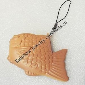 Mobile Decoration, PU Leather, Chain: about 60mm long, Pendant: about 80mm wide, Sold by PC