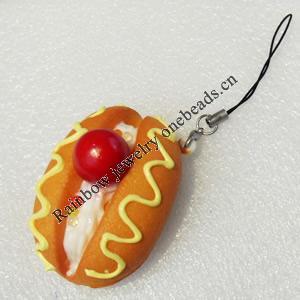 Mobile Decoration, PU Leather, Chain: about 60mm long, Pendant: about 35mm wide, Sold by PC