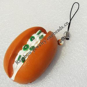 Mobile Decoration, PU Leather, Chain: about 60mm long, Pendant: about 35mm wide, Sold by PC