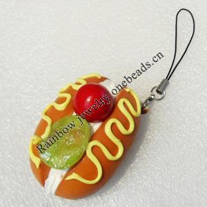 Mobile Decoration, PU Leather, Chain: about 60mm long, Pendant: about 35mm wide, Sold by PC