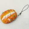 Mobile Decoration, PU Leather, Chain: about 60mm long, Pendant: about 35mm wide, Sold by PC