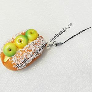 Mobile Decoration, PU Leather, Chain: about 60mm long, Pendant: about 35mm wide, Sold by PC