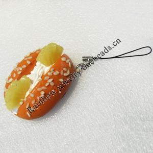 Mobile Decoration, PU Leather, Chain: about 60mm long, Pendant: about 35mm wide, Sold by PC