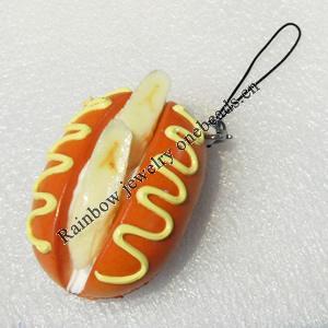 Mobile Decoration, PU Leather, Chain: about 60mm long, Pendant: about 35mm wide, Sold by PC