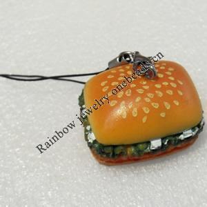Mobile Decoration, PU Leather, Chain: about 60mm long, Pendant: about 38mm wide, Sold by PC