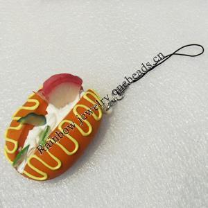 Mobile Decoration, PU Leather, Chain: about 60mm long, Pendant: about 35mm wide, Sold by PC