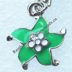 Zinc Alloy Enamel Pendant, Nickel-free & Lead-free, A Grade Flower 18x16mm, Sold by PC  