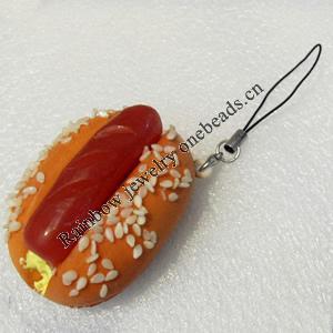 Mobile Decoration, PU Leather, Chain: about 60mm long, Pendant: about 35mm wide, Sold by PC