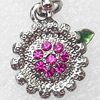 Zinc Alloy Enamel Charm/Pendant with Crystal, Nickel-free & Lead-free, A Grade Flower 18x18mm, Sold by PC  