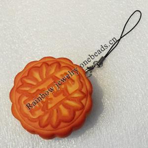 Mobile Decoration, PU Leather, Chain: about 60mm long, Pendant: about 50mm wide, Sold by PC