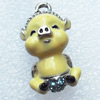 Zinc Alloy Enamel Charm/Pendant with Crystal, Nickel-free & Lead-free, A Grade Animal 25x15mm, Sold by PC  