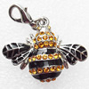 Zinc Alloy Enamel Charm/Pendant with Crystal, Nickel-free & Lead-free, A Grade Animal 30x23mm, Sold by PC  