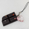 Mobile Decoration, PU Leather, Chain: about 60mm long, Pendant: about 27mm wide, Sold by PC