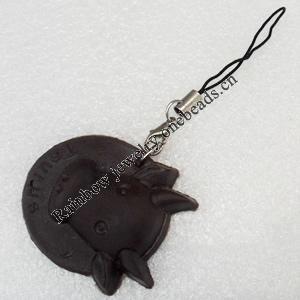 Mobile Decoration, PU Leather, Chain: about 60mm long, Pendant: about 40mm wide, Sold by PC
