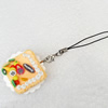 Mobile Decoration, PU Leather, Chain: about 60mm long, Pendant: about 37mm wide, Sold by PC