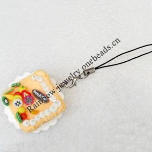 Mobile Decoration, PU Leather, Chain: about 60mm long, Pendant: about 37mm wide, Sold by PC