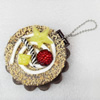 Mobile Decoration, PU Leather with mirror, Chain: about 60mm long, Pendant: about 80mm wide, Sold by PC