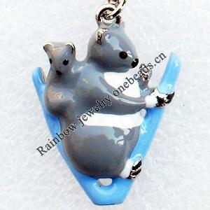 Zinc Alloy Enamel Pendant, Nickel-free & Lead-free, A Grade Animal 32x24mm, Sold by PC