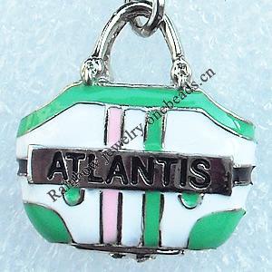 Zinc Alloy Enamel Pendant, Nickel-free & Lead-free, A Grade Handbag 21x20mm, Sold by PC  