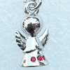 Zinc Alloy Charm/Pendant with Crystal, Nickel-free & Lead-free, A Grade Angel 17x10mm, Sold by PC  