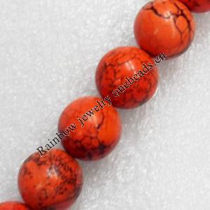 Turquoise Beads, Round, 10mm, Hole:Approx 1-1.5mm, Sold per 15.7-inch Strand