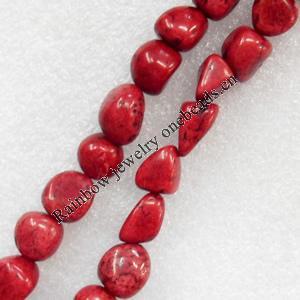 Turquoise Beads, Nugget, 10x14-15mm, Hole:Approx 1mm, Sold by KG
