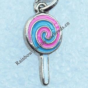 Zinc Alloy Enamel Pendant, Nickel-free & Lead-free, A Grade Candy 15x8mm, Sold by PC  