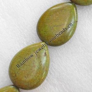 Turquoise Beads, Teardrop, 30x40mm, Hole:Approx 1-1.5mm, Sold per 15.7-inch Strand