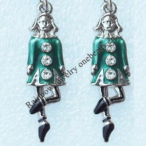 Zinc Alloy Enamel Charm/Pendant with Crystal, Nickel-free & Lead-free, A Grade 25x15mm, Sold by PC  