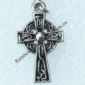 Zinc Alloy Charm/Pendants, Nickel-free & Lead-free, A Grade Cross 26x21mm, Sold by PC