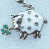 Zinc Alloy Enamel Charm/Pendant with Crystal, Nickel-free & Lead-free, A Grade Animal 29x19mm, Sold by PC  