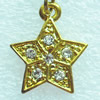 Zinc Alloy Charm/Pendant with Crystal, Nickel-free & Lead-free, A Grade Star 20x17mm, Sold by PC