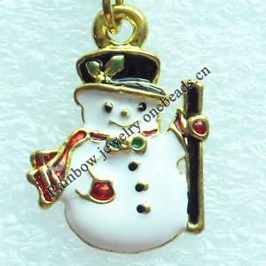 Zinc Alloy Enamel Pendant, Nickel-free & Lead-free, A Grade Snowman 23x17mm, Sold by PC